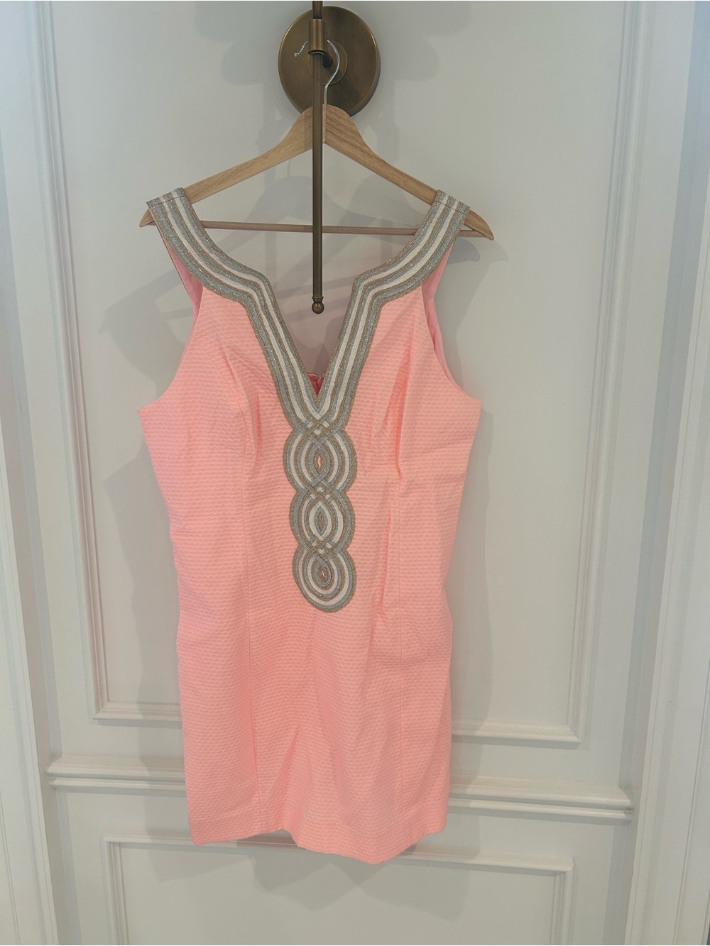 Lilly Pulitzer Coral Pink Embellished V-Neck Mini Dress